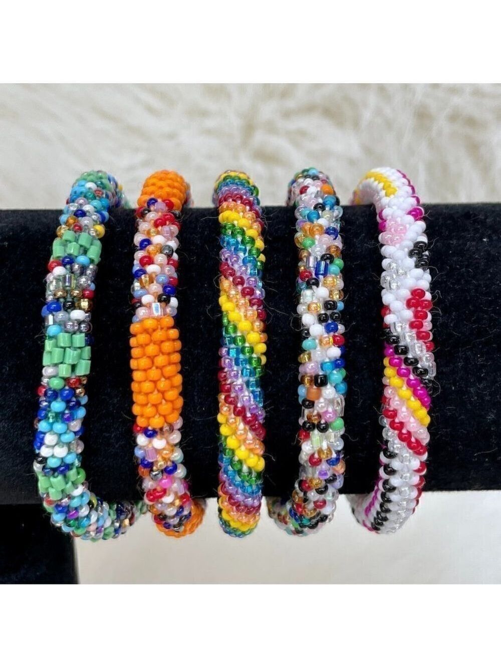 HAND CRAFTED in Nepal Beaded Bracelets (set of 5) #1010